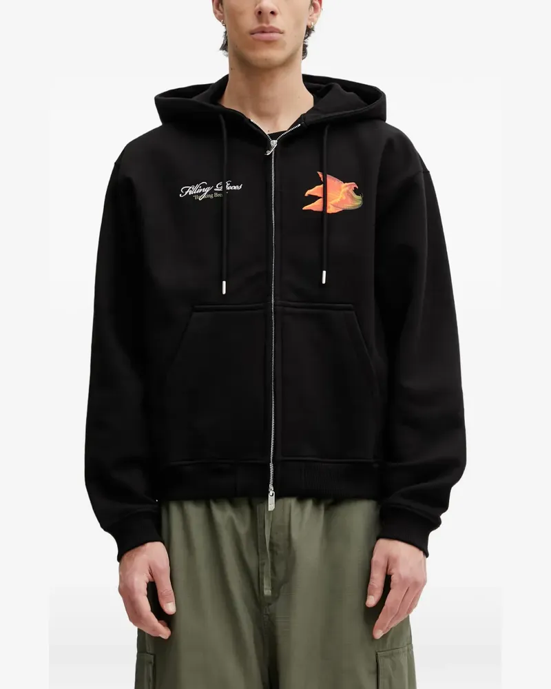 Filling Pieces graphic-print zip-up hoodie - Schwarz Schwarz