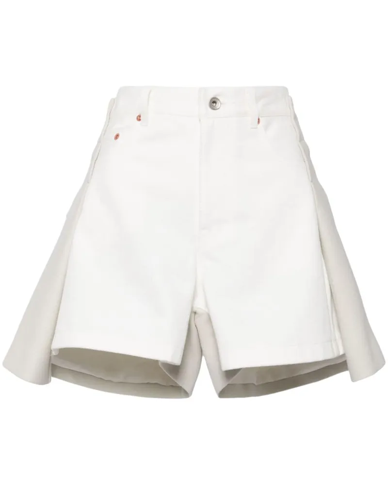 Sacai Kurze Shorts mit hohem Bund Weiß
