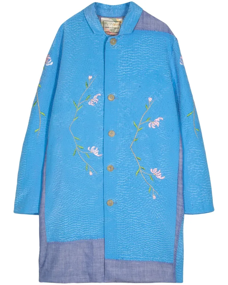 BY WALID Mantel mit Blumenstickerei - Blau Blau