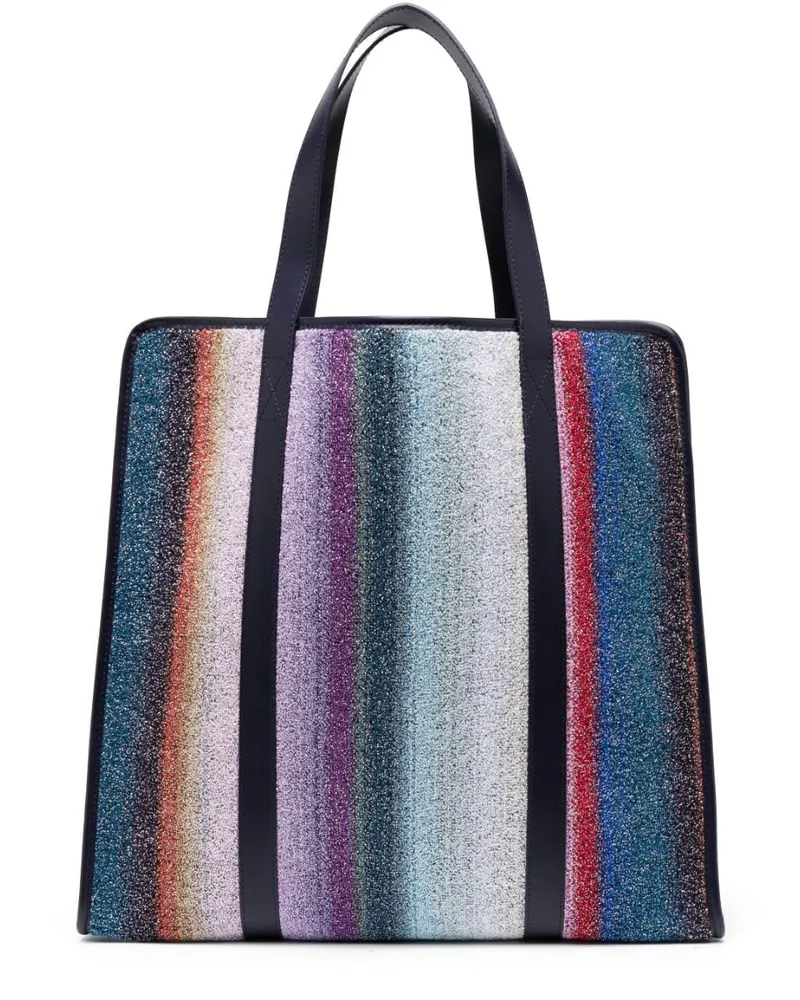 Missoni Home Gestreifter Shopper aus Frottee Blau