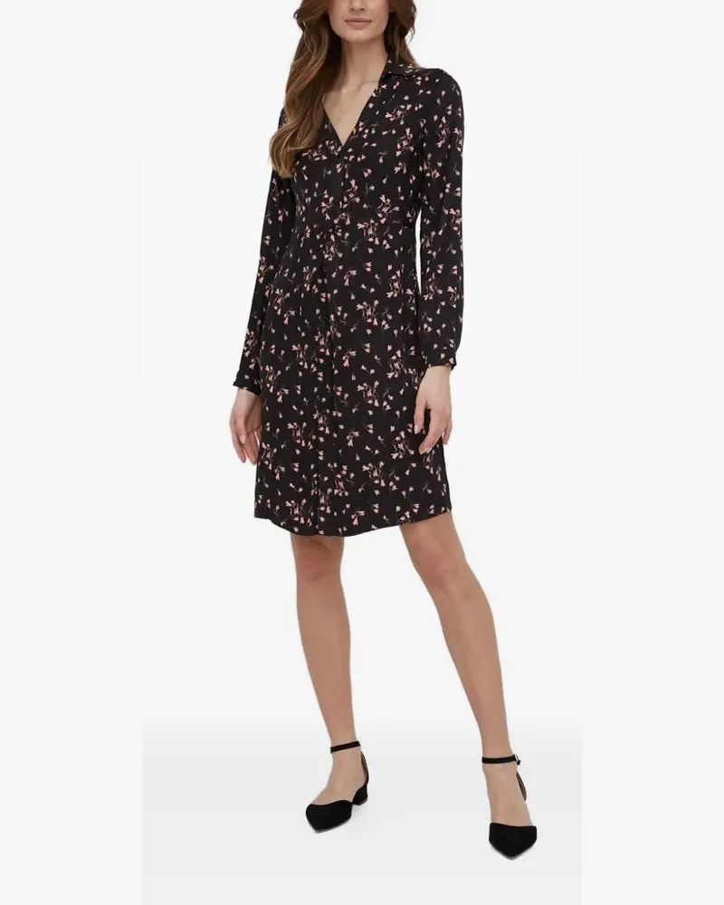 Sisley Midikleid mit Blumen-Print - Schwarz Schwarz