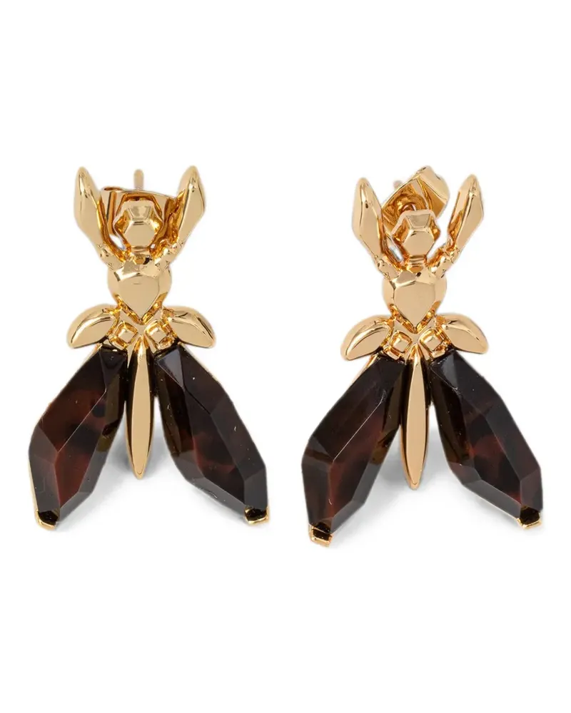 Patrizia Pepe fly-motif drop earrings - Gold Gold