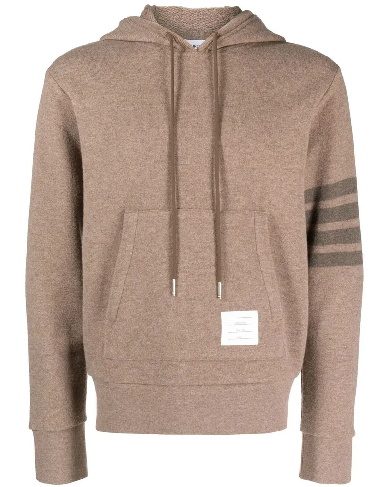 Thom Browne Gestrickter Hoodie mit Streifen - Braun Braun