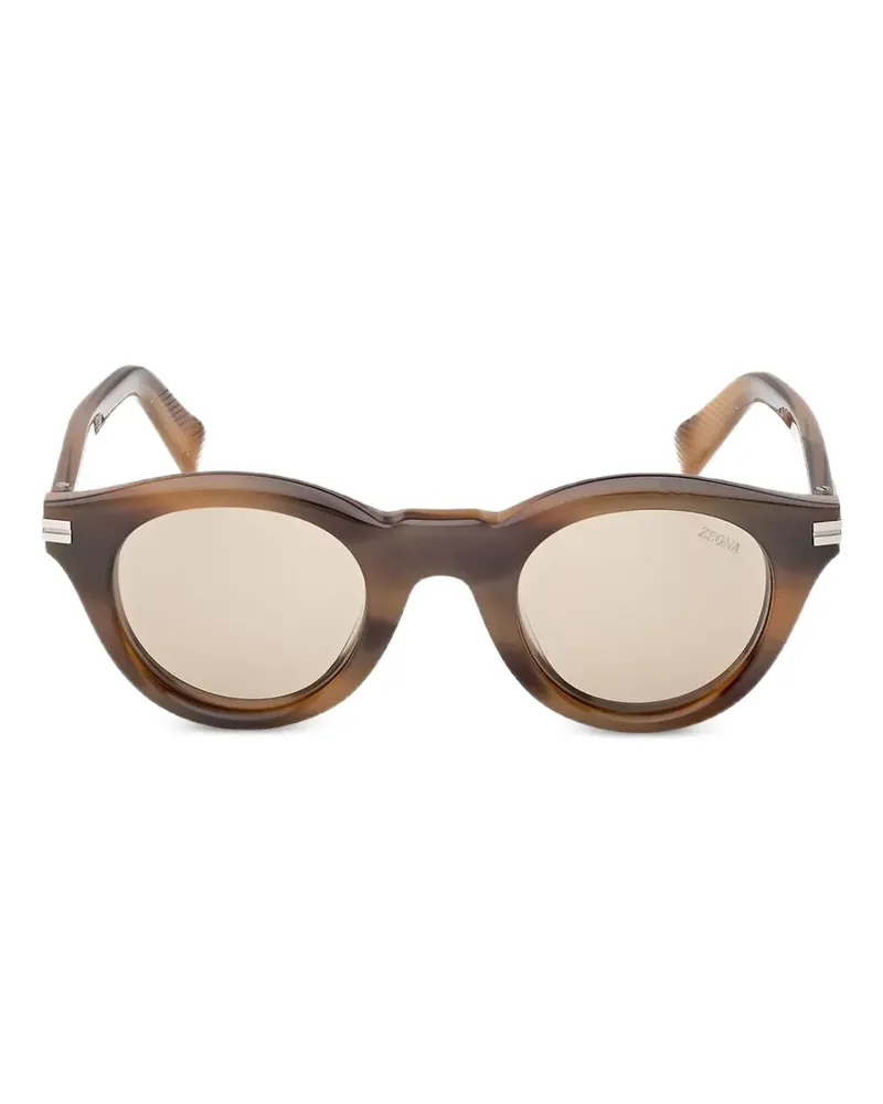 Ermenegildo Zegna Sonnenbrille mit rundem Gestell - Braun Braun
