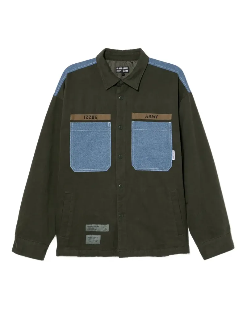 Izzue Hemdjacke mit Logo-Patch - Grün Grün