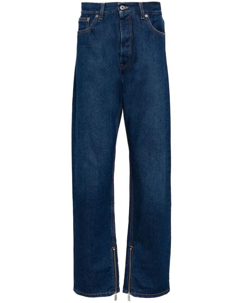 OFF-WHITE Halbhohe Arr Tab Zip Det Skate Wide-Leg-Jeans Blau