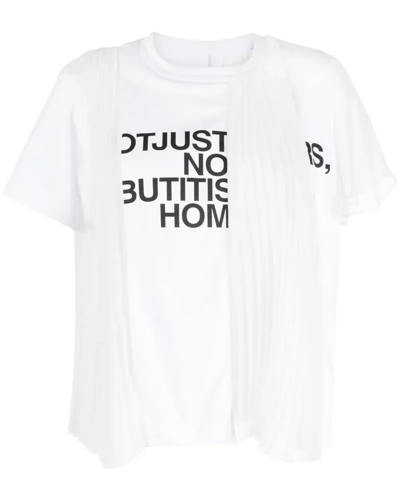 Sacai T-Shirt mit transparenten Einsätzen - Weiß Weiß