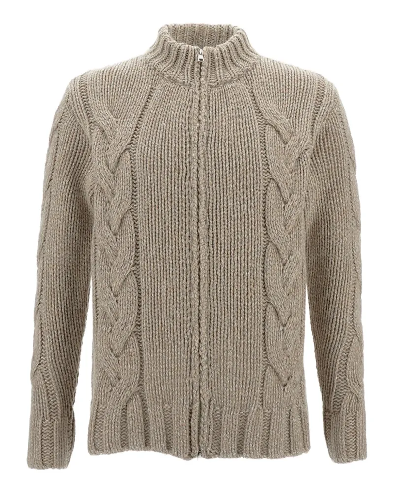 Customer Lovers zip cable-knit cardigan - Nude Nude