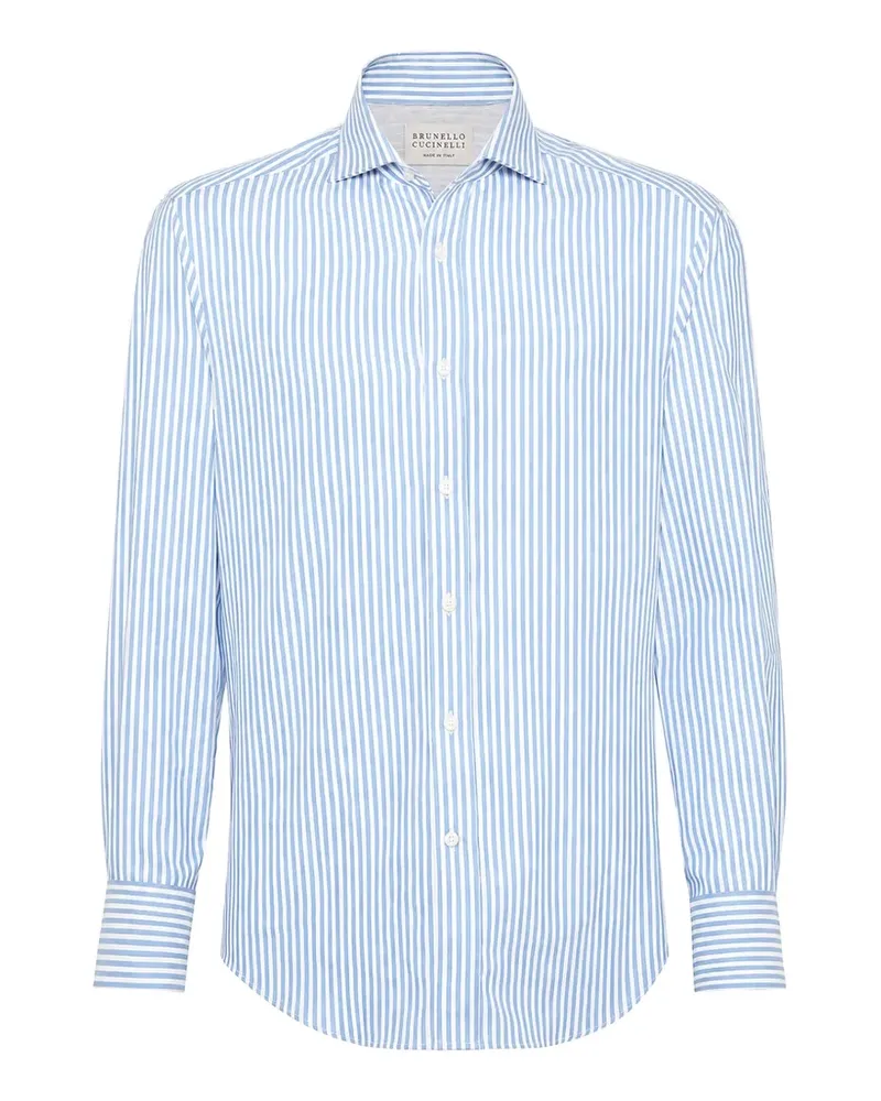 Brunello Cucinelli striped long-sleeve shirt - Blau Blau