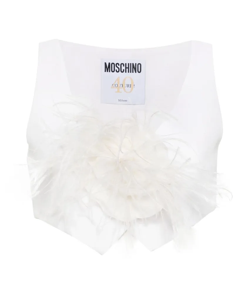 Moschino Cropped-Weste mit Blumenbrosche - Weiß Weiß
