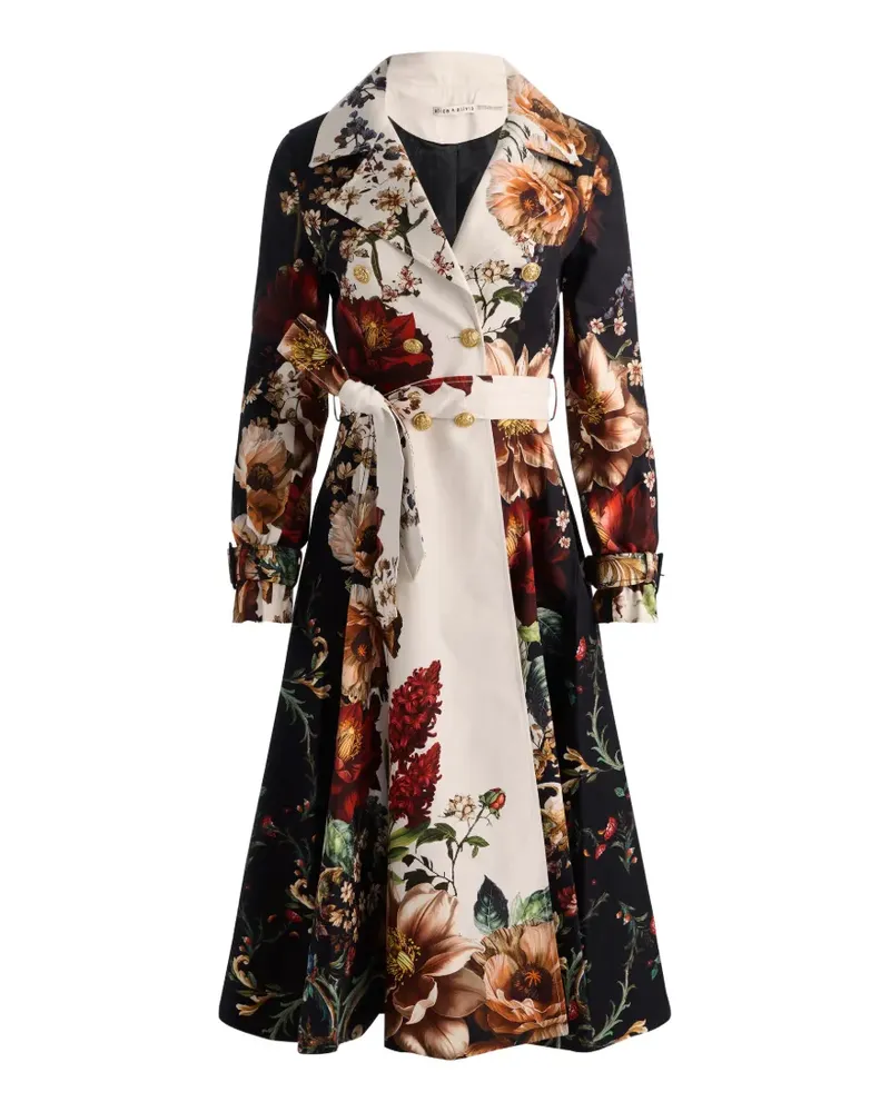 Alice + Olivia Ellie floral-print trench coat - Schwarz Schwarz