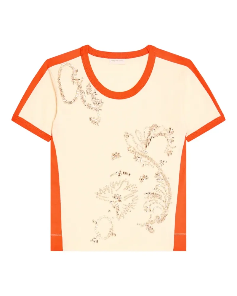 Dries van Noten T-Shirt mit verzierter Applikation - Nude Nude