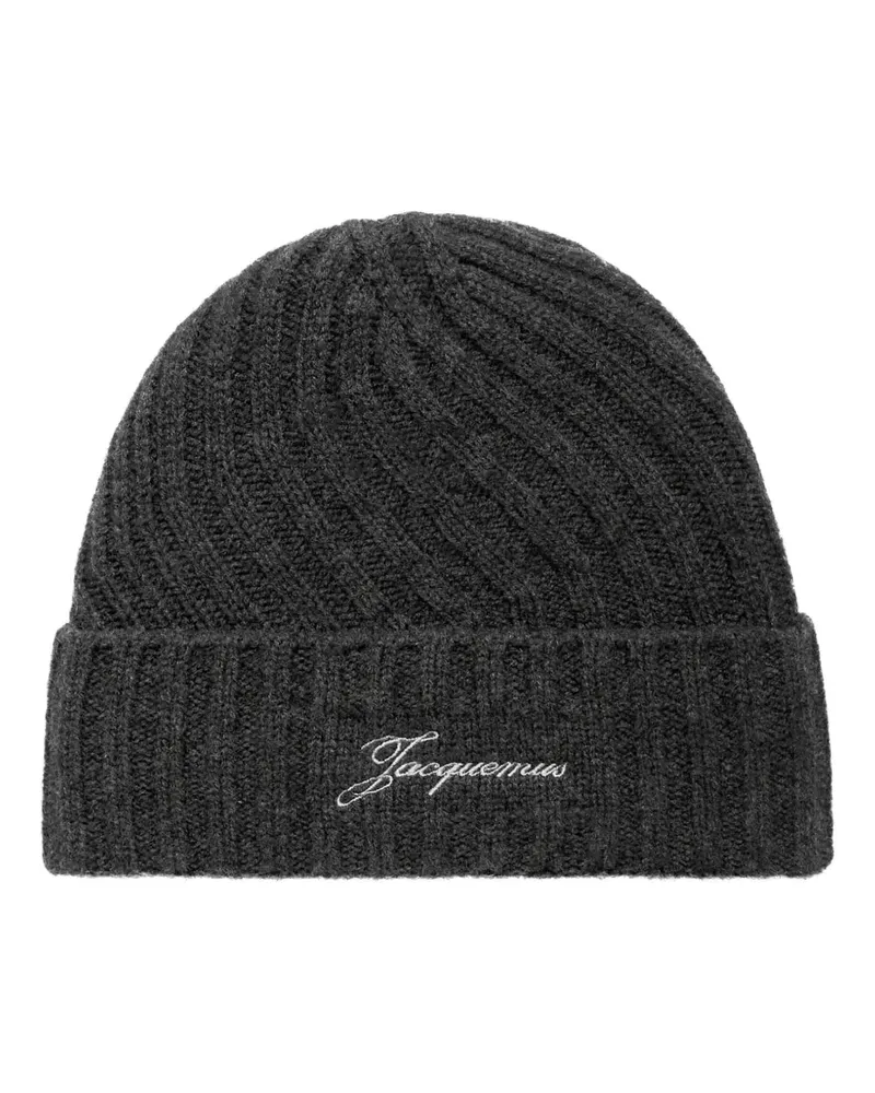 Jacquemus Gerippte Beanie - Grau Grau
