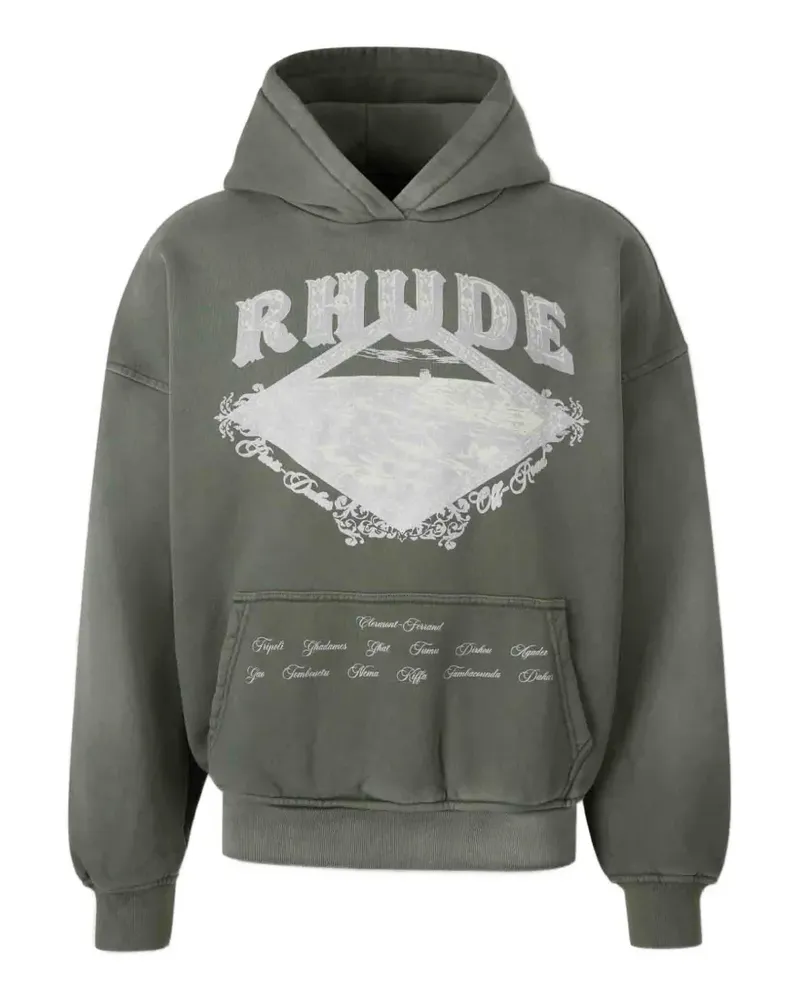 RHUDE logo-print pouch-pocket hoodie - Grün Grün
