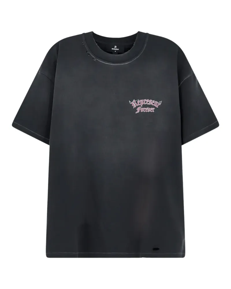 REPRESENT Distressed-T-Shirt mit Print - Grau Grau