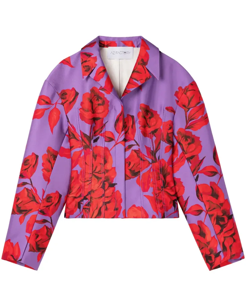 AZ FACTORY Cropped-Jacke mit Hibiscus-Print - Violett Violett