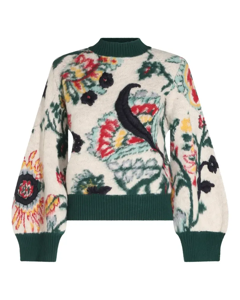 Sacai floral-intarsia wool sweater - Weiß Weiß
