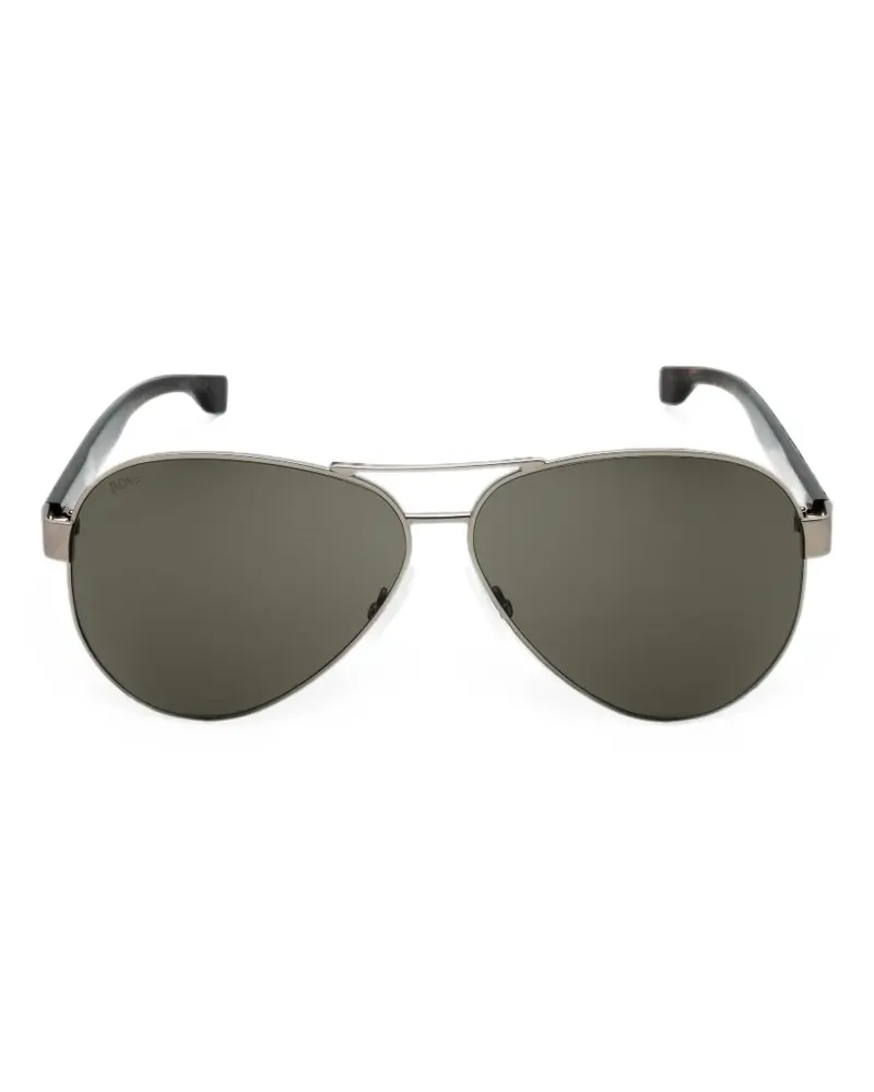 HUGO BOSS double-bridge pilot-frame sunglasses - Grau Grau