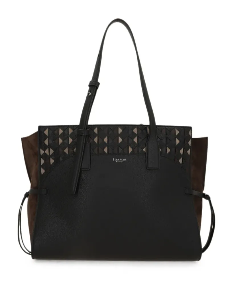 Serapian medium Mosaico panelled tote bag - Schwarz Schwarz