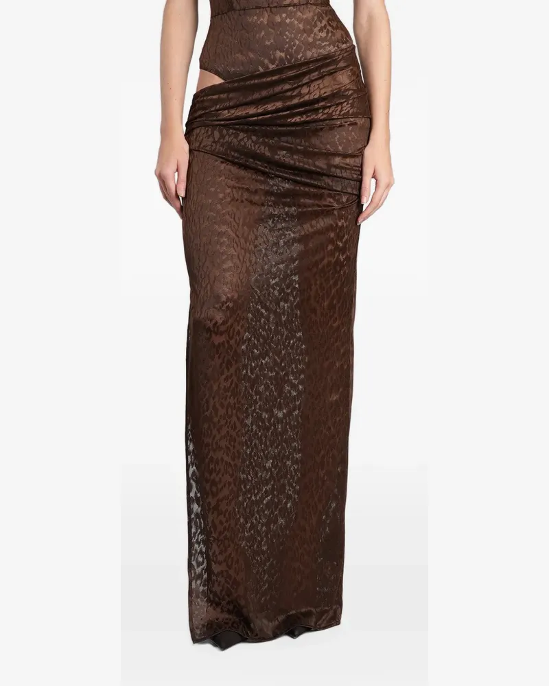 Alex Perry leopard-print draped maxi skirt - Braun Braun