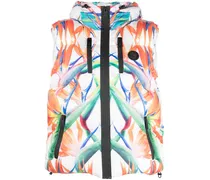 Daunenweste mit botanischem Print - Weiß