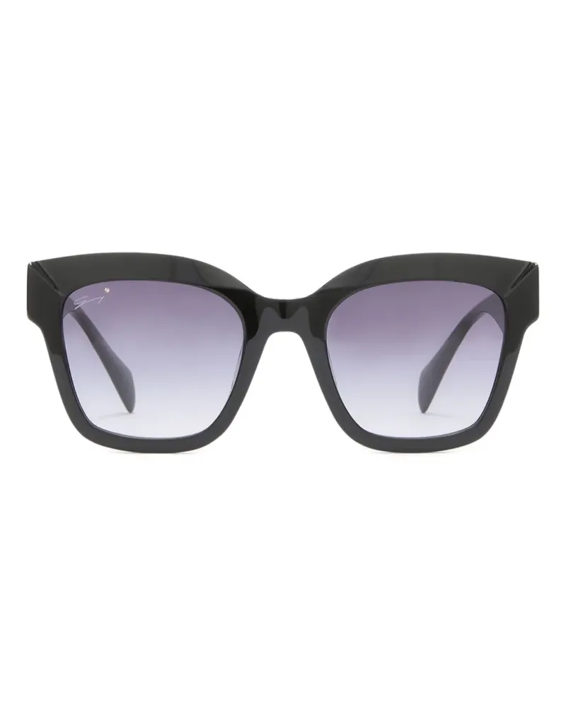 Genny Eckige Sonnenbrille - Schwarz Schwarz