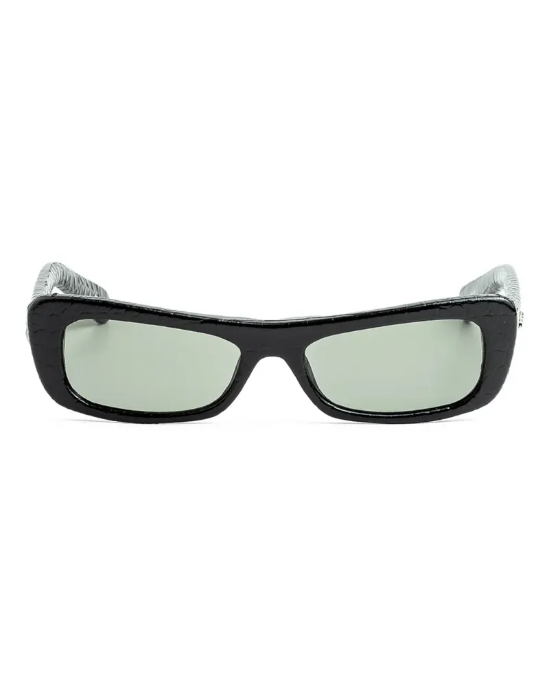 Jacquemus Eckige Capri Sonnenbrille mit Kroko-Effekt - Schwarz Schwarz