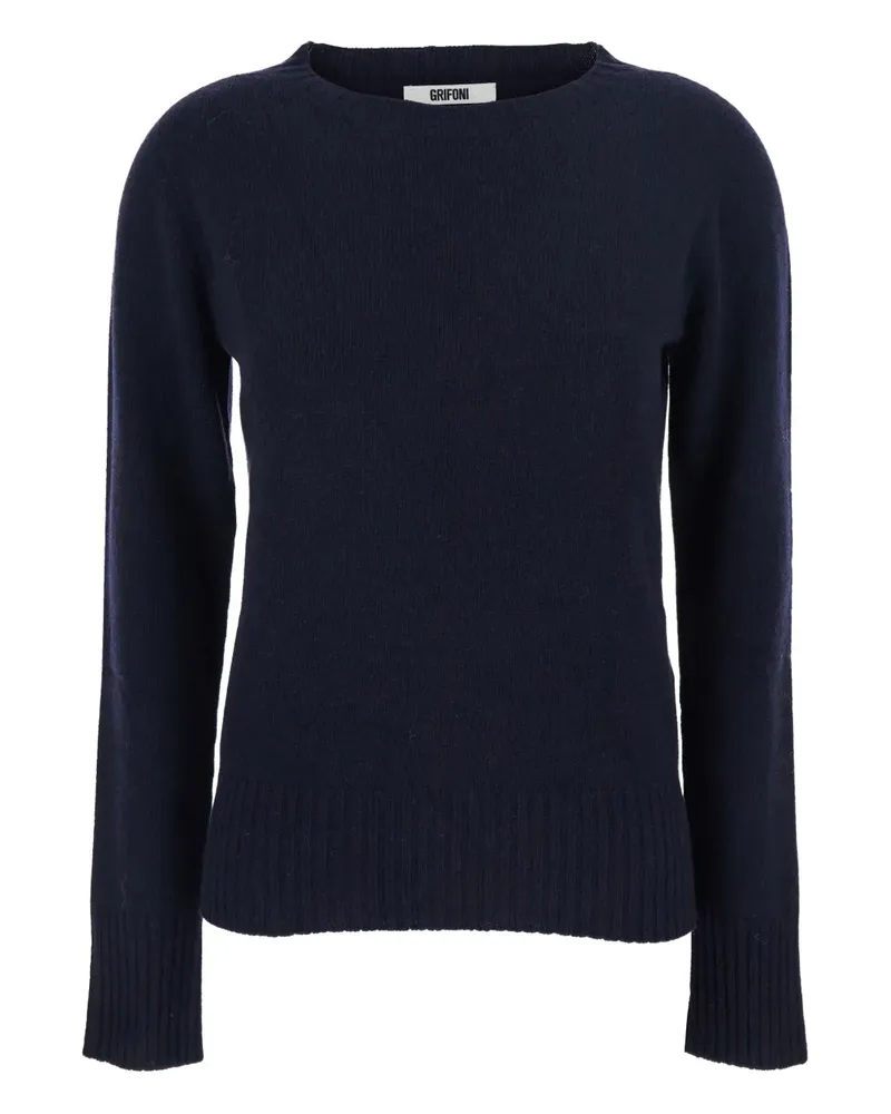 Mauro Grifoni ribbed-trim crew-neck sweater - Blau Blau
