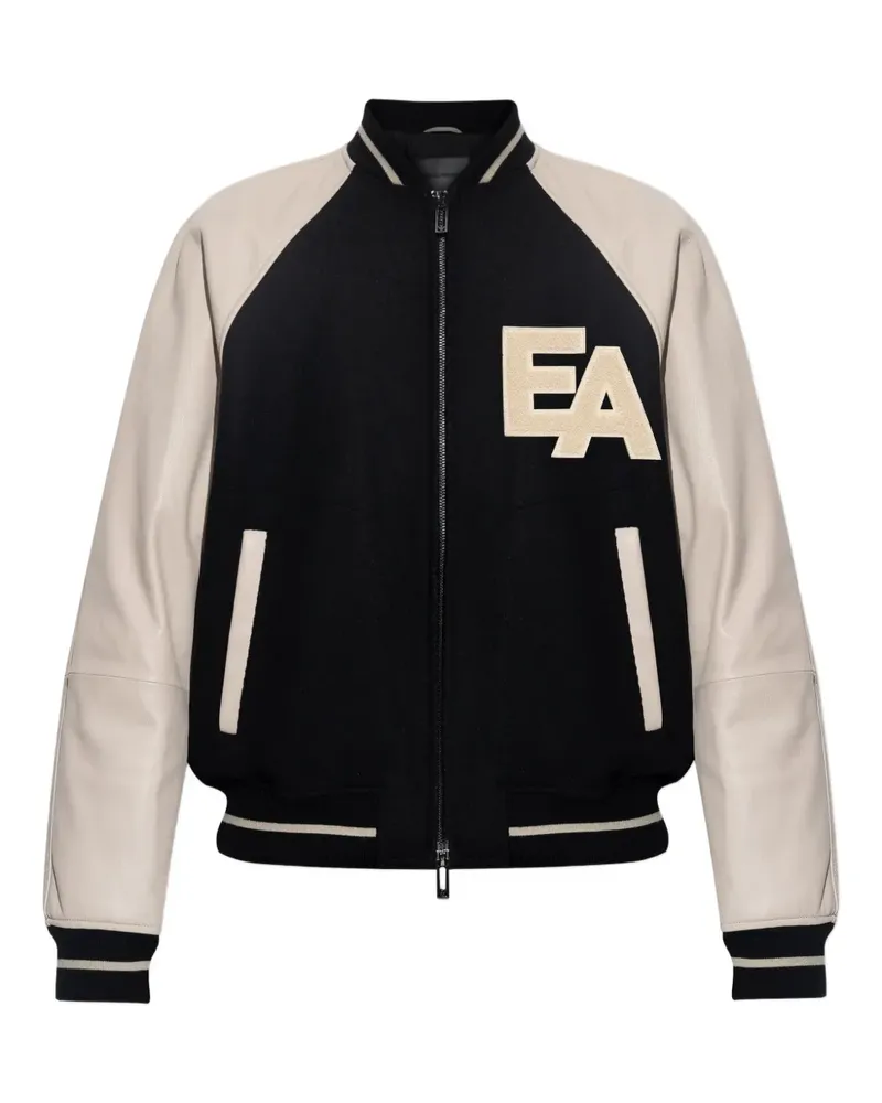 Emporio Armani Collegejacke mit Lederärmeln - Nude Nude