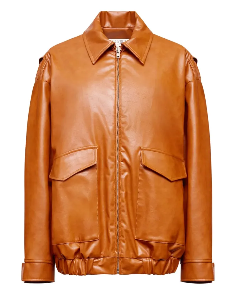 Maison Margiela Lederjacke mit Reißverschluss - Orange Orange