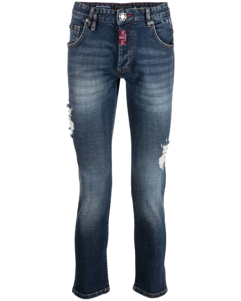 Philipp Plein Jeans mit Logo-Schild - Blau Blau