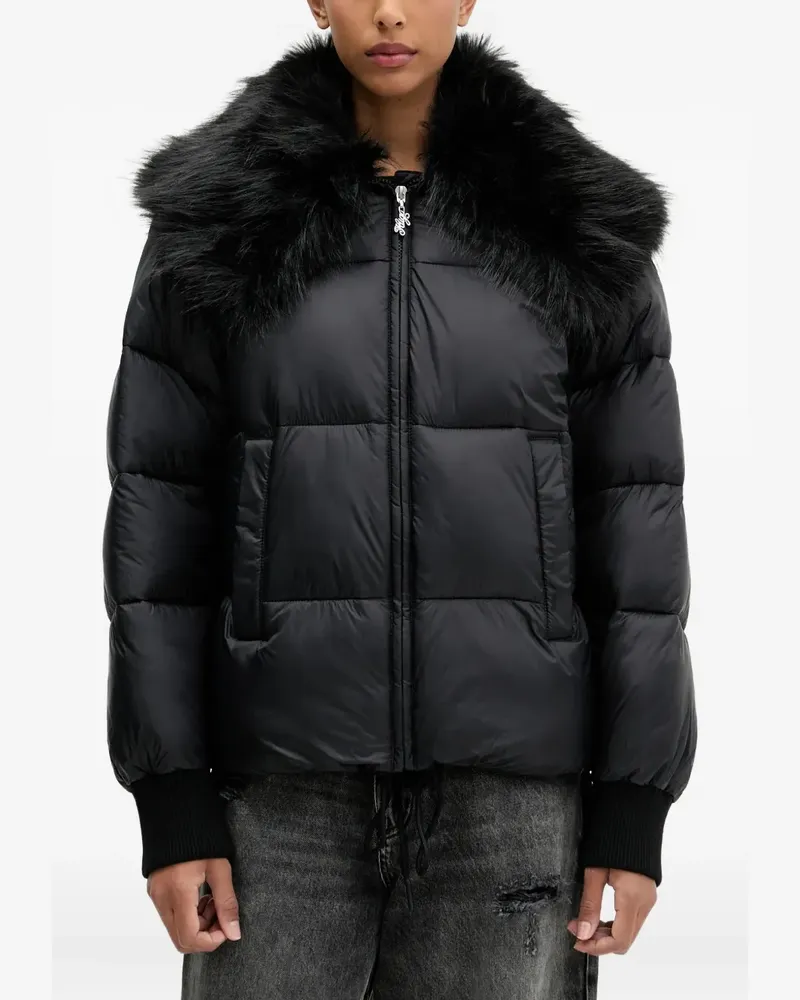 HUGO BOSS fur-collar puffer jacket - Schwarz Schwarz