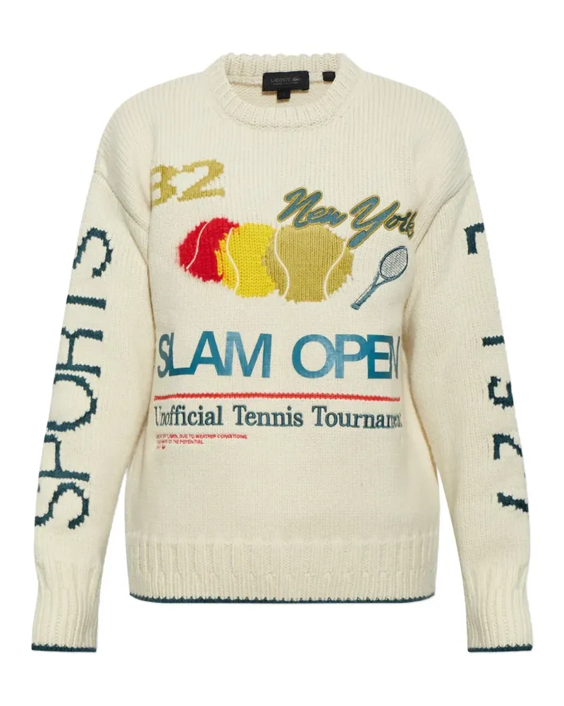 Lacoste Runway intarsia embroidered-motif sweater - Nude Nude