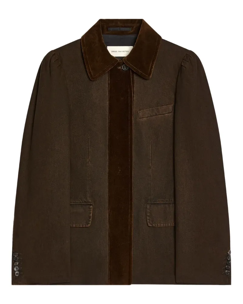 Dries van Noten Jeans-Blazer mit Samtbesatz - Braun Braun