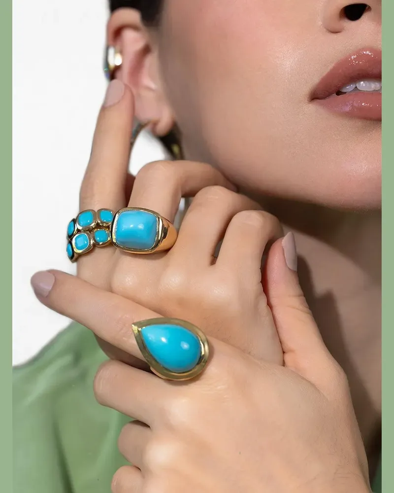 Robinson Pelham turquoise pear-cut ring - Gold Gold
