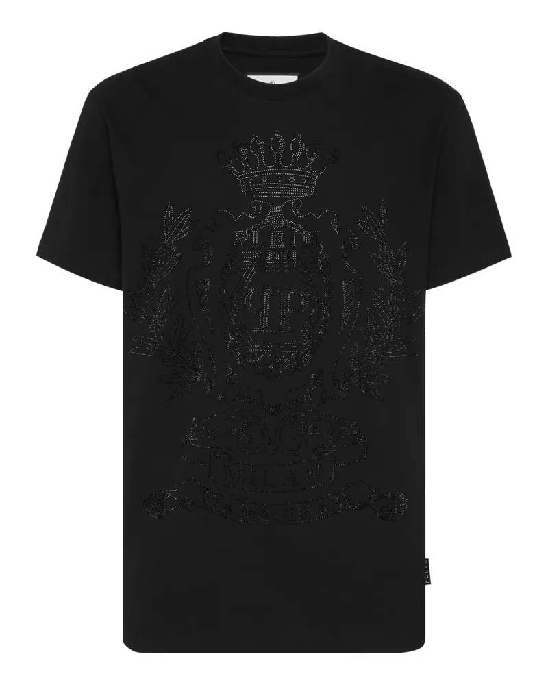 Philipp Plein Crest T-Shirt mit Kristallen - Schwarz Schwarz