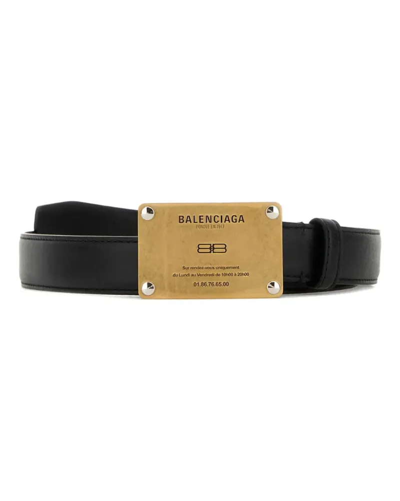 Balenciaga Gürtel mit eckigem Schild - Schwarz Schwarz