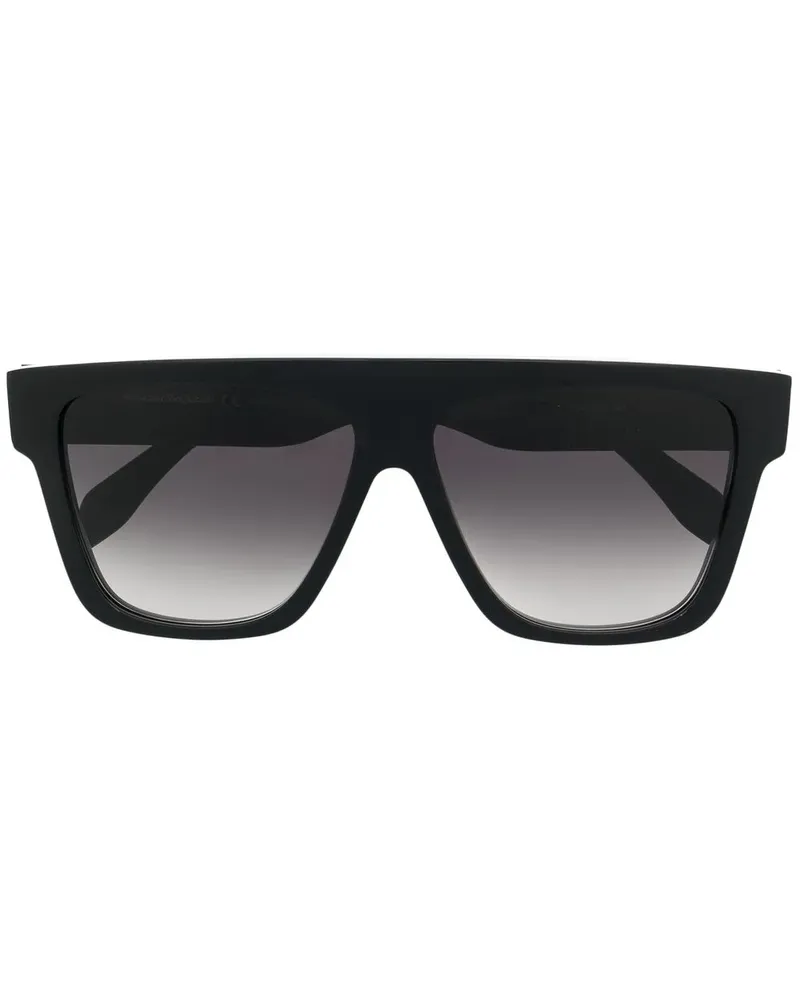 Alexander McQueen Sonnenbrille mit eckigem Gestell - Schwarz Schwarz