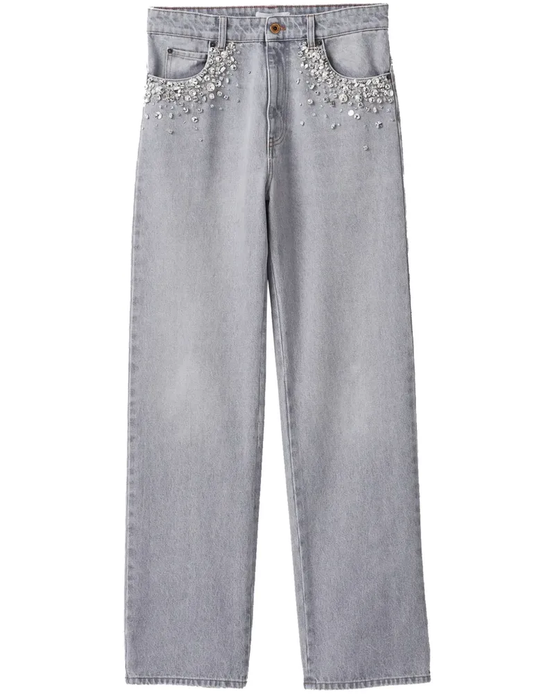 Miu Miu Halbhohe Straight-Leg-Jeans - Grau Grau