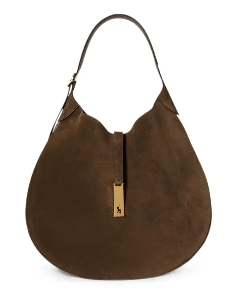 Ralph Lauren Große Polo ID Schultertasche - Braun Braun