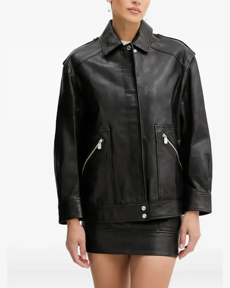 Pinko Klassische Lederjacke - Schwarz Schwarz