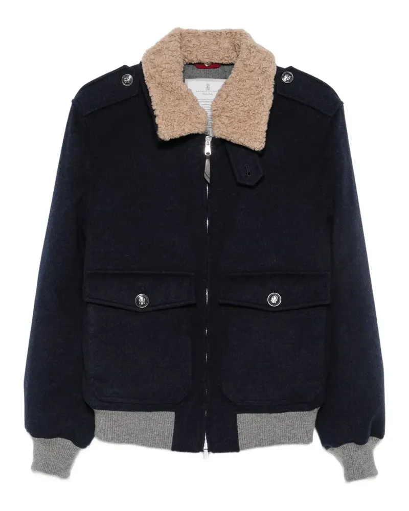 Brunello Cucinelli Bomberjacke mit Shearling-Kragen - Blau Blau