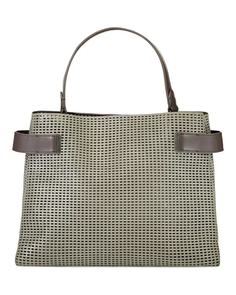 Brunello Cucinelli medium Essence perforated tote bag - Grün Grün