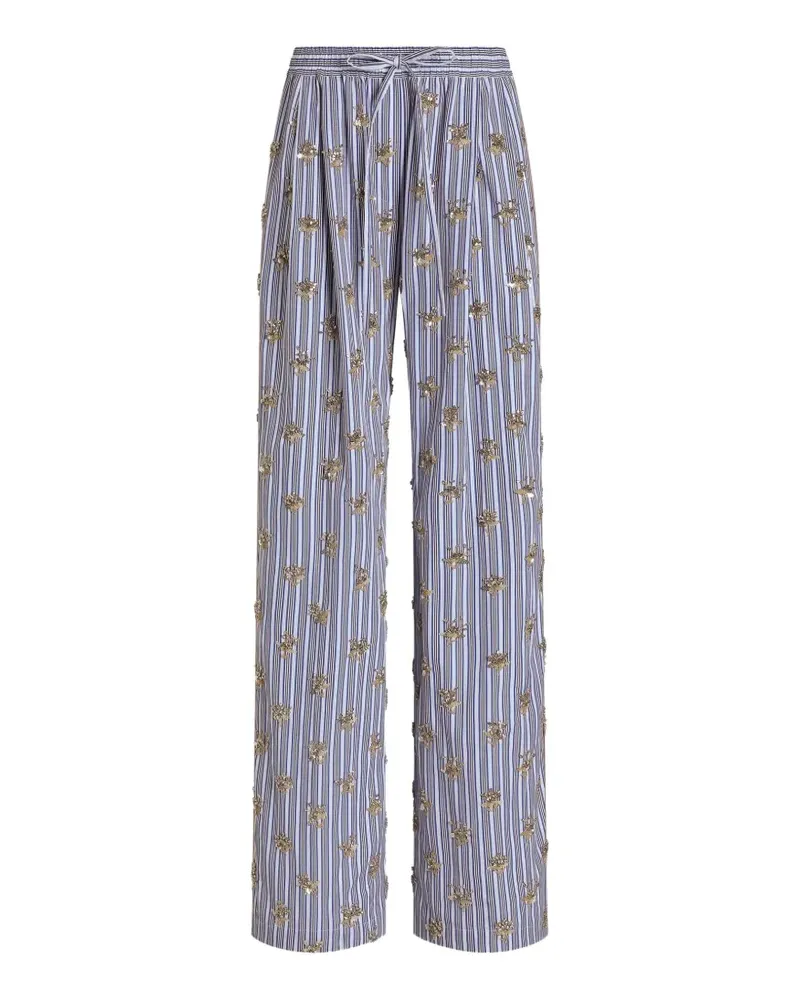 Dolce & Gabbana Popeline-Hose mit Blumenstickerei - Blau Blau