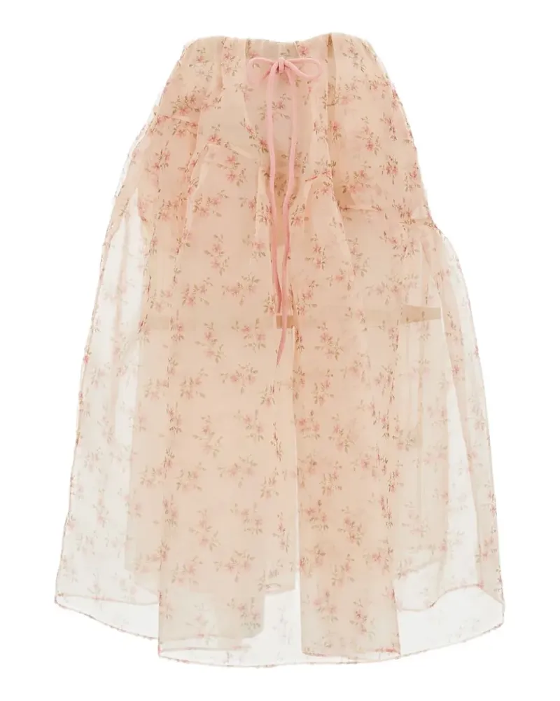 Simone Rocha Midirock mit Blumenmuster - Nude Nude