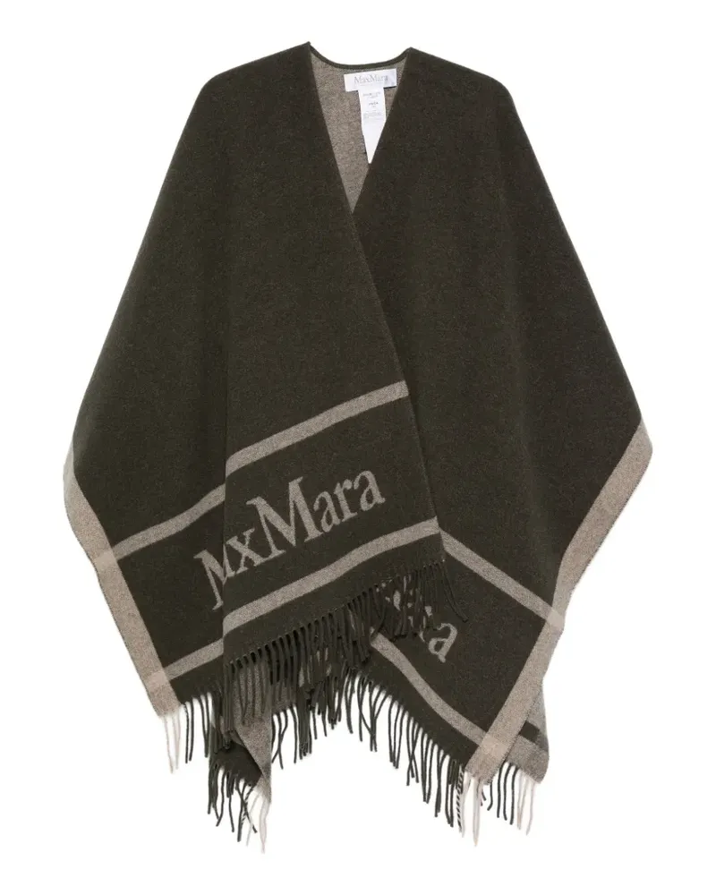 Max Mara logo-print fringed poncho - Braun Braun