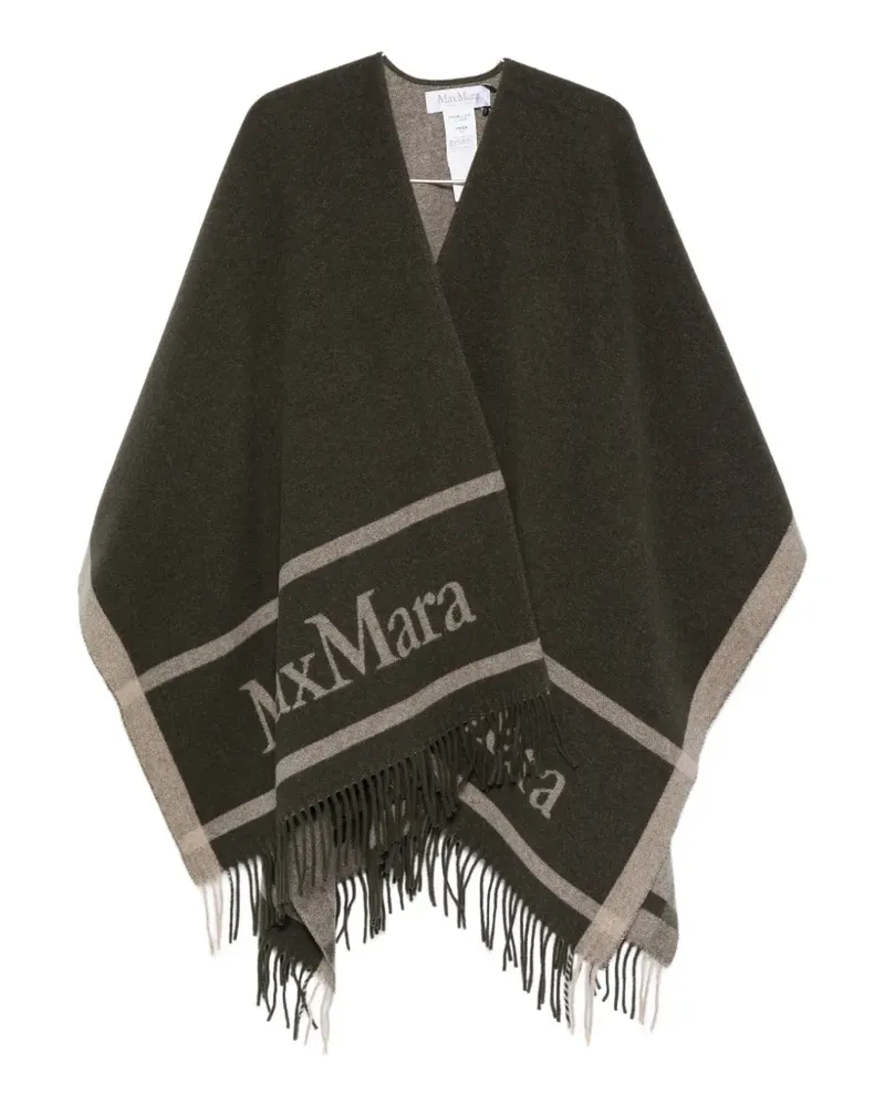 Max Mara logo-print fringed poncho - Braun Braun