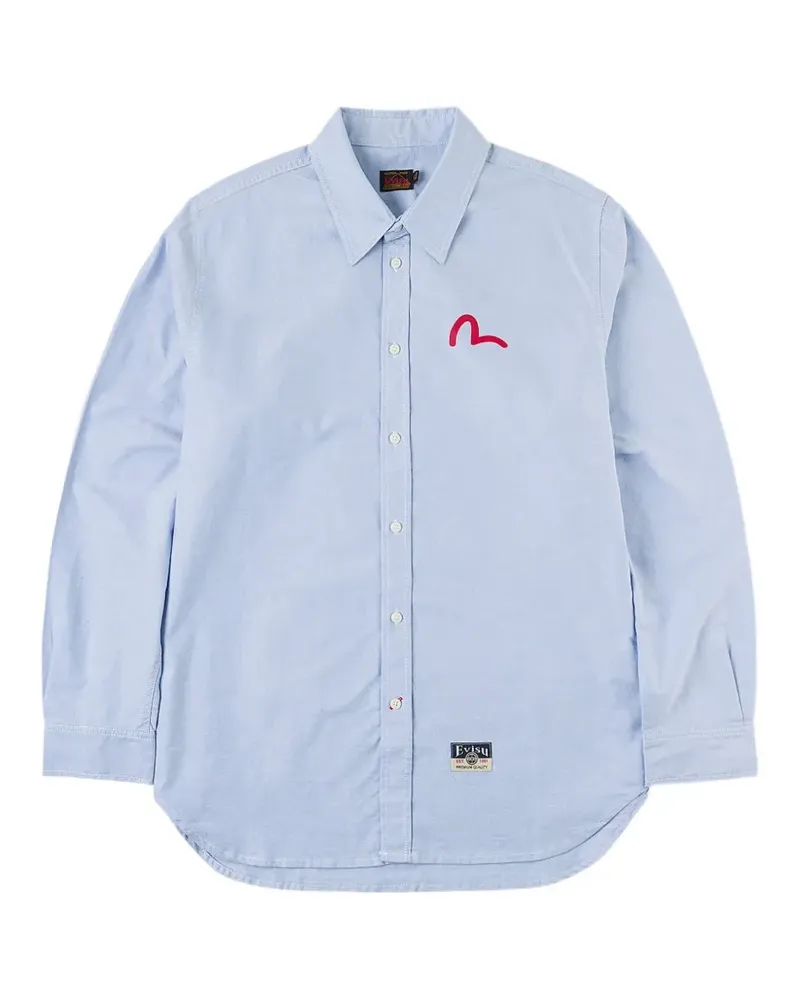 Evisu Seagull-print oxford shirt - Blau Blau