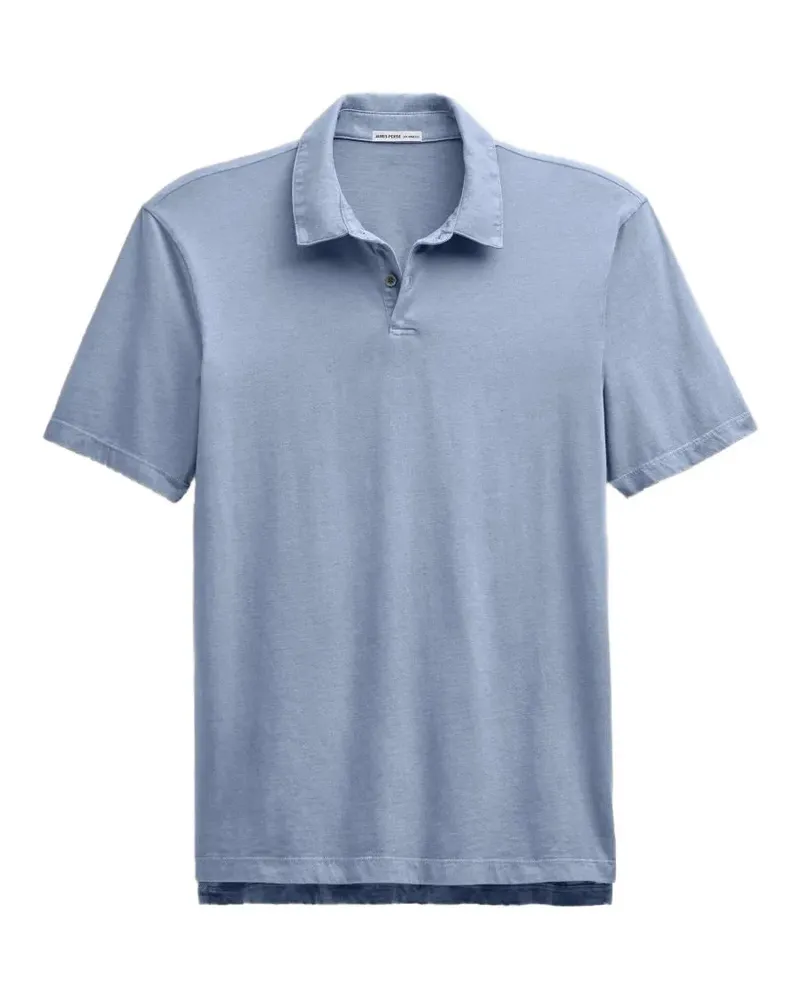 James Perse suede-effect jersey polo shirt - Blau Blau