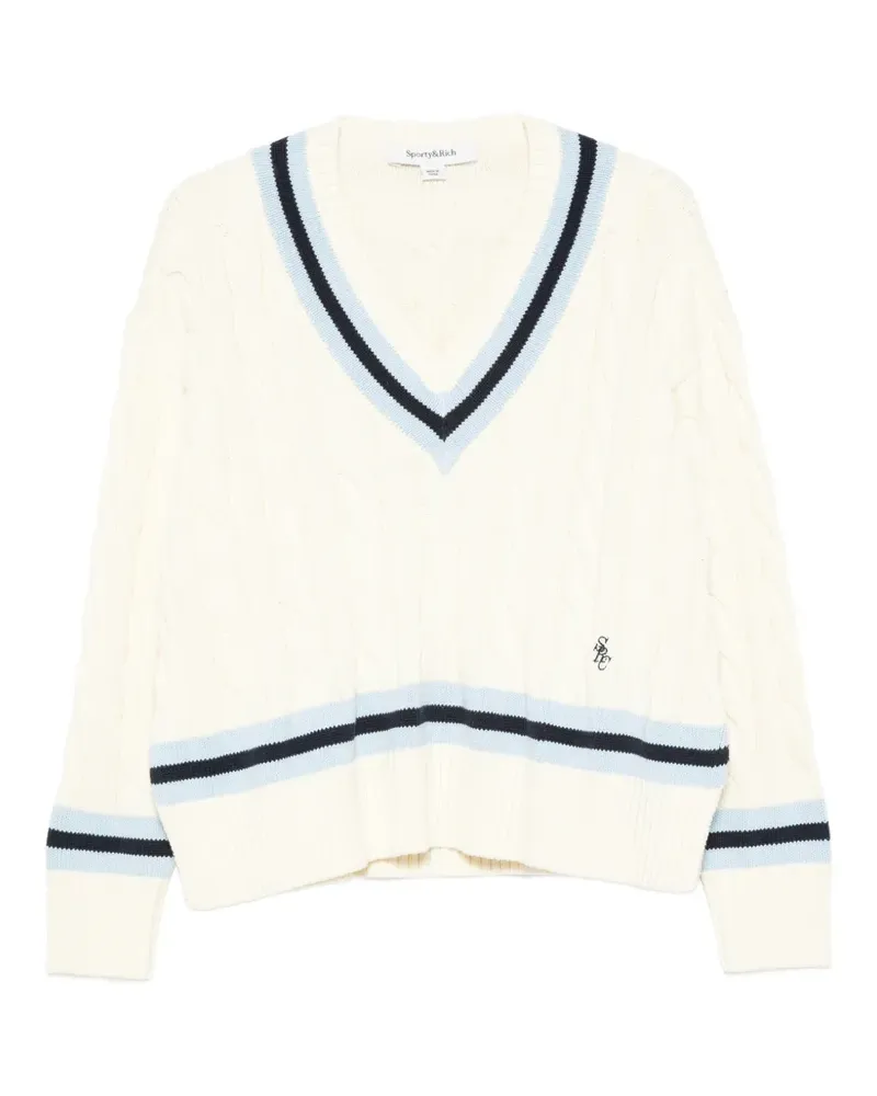 SPORTY & RICH Idora Pullover mit V-Ausschnitt - Nude Nude